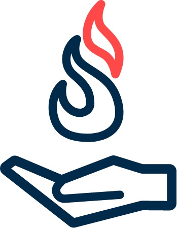 hand and flame icon